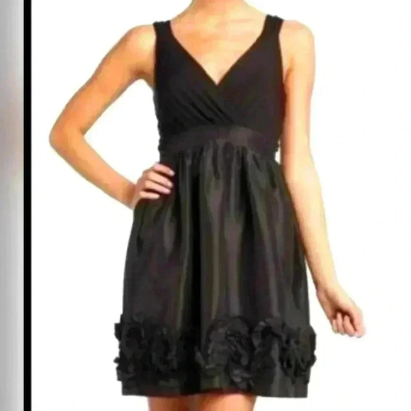 Max & Cleo Women Ruffle Pleated Fit & Flare Cocktail Party Dress Black Size 6 - Picture 1 of 7